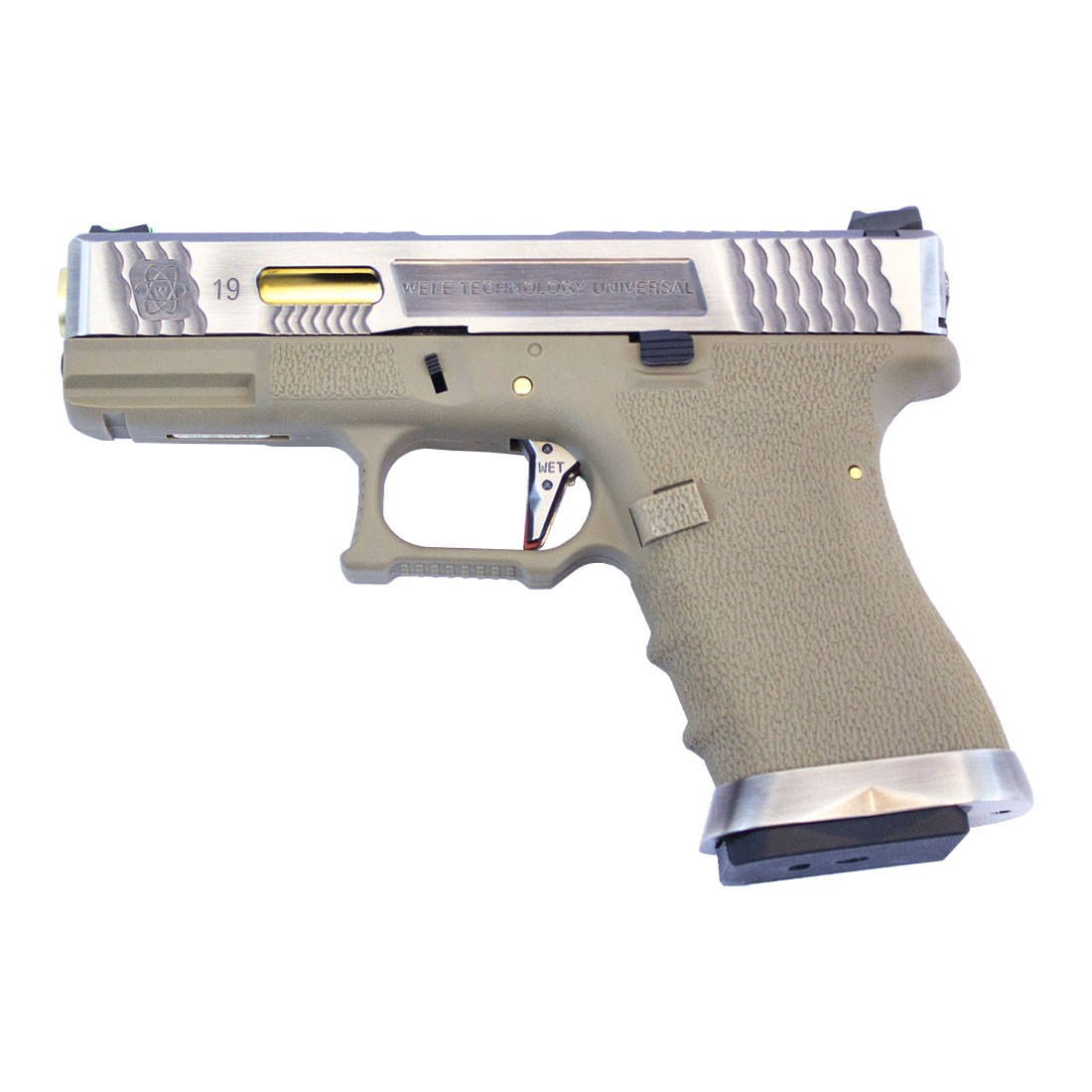 WE Force Glock 19 (Silver Slide/Gold Barrel) FDE GBB Pistol