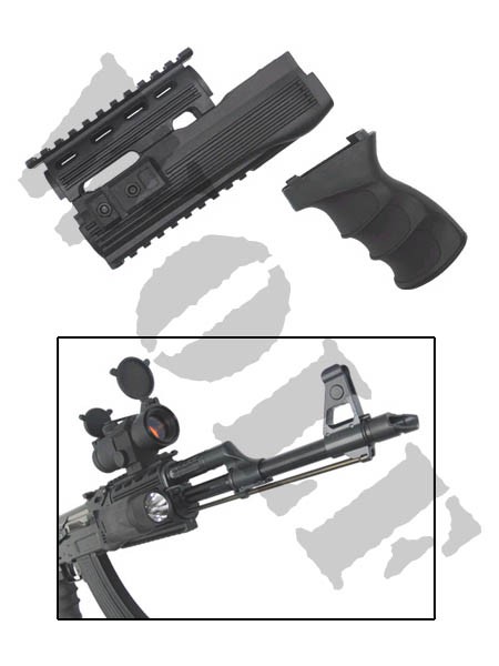King Arms AK47S Railed Handguard & Grip V2 Black