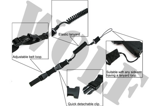 King Arms Tactical Pistol Lanyard - Black