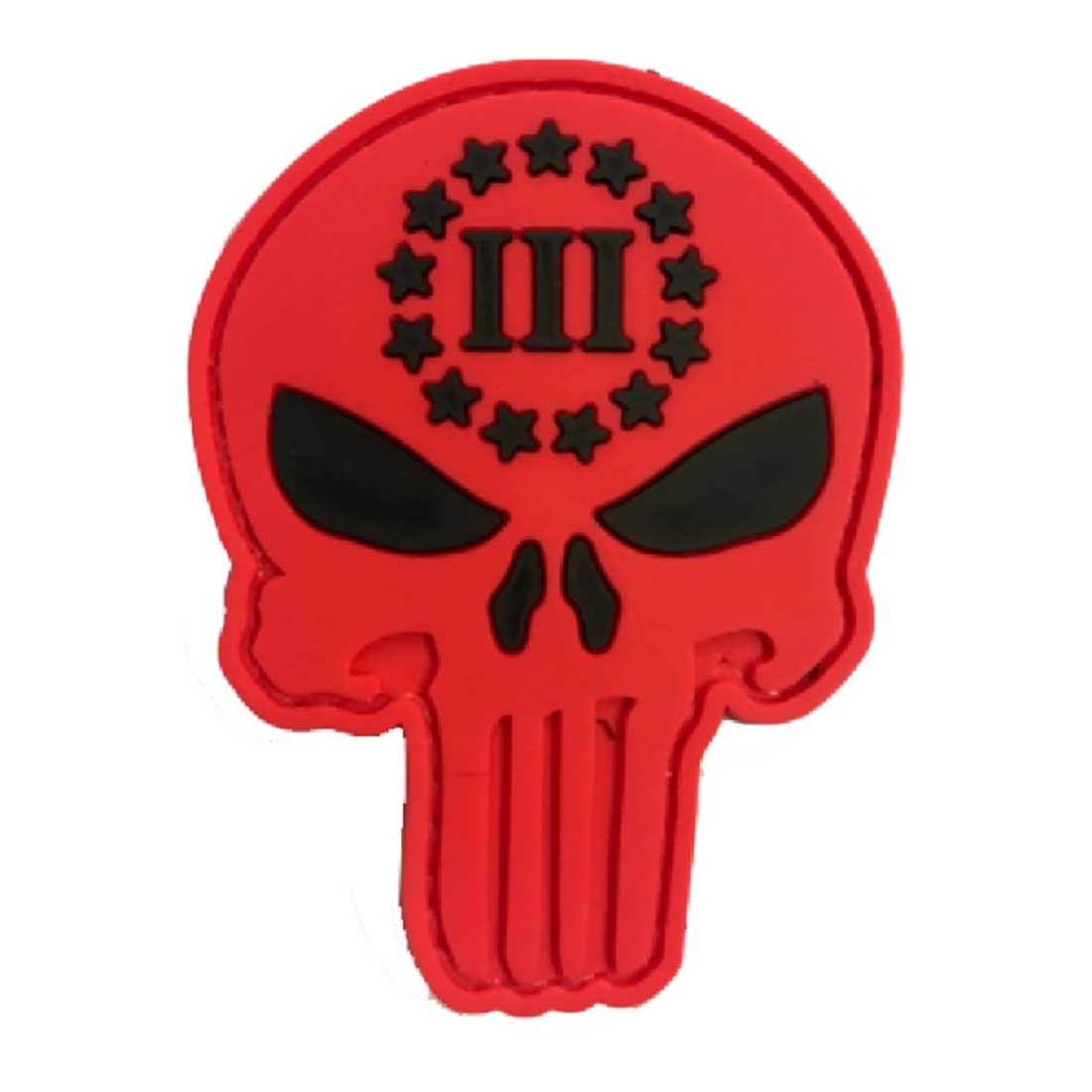 PUNISHER SKULL III (Red) Tactical Rubber Velcro Patches