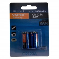 VapexTech CR123A 3V 1600mAh Lithium Battery - Twin Pack