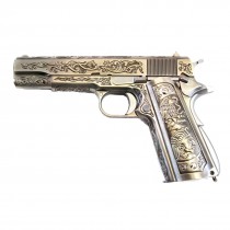 WE Colt 1911Chrome Engraved Special Edition 'Mehico Druglord' Airsoft GBB Pistol 