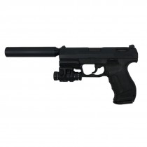 Maruzen Walther P99 Special Forces Fixed Slide Gas Airsoft Pistol with Silencer & Torch