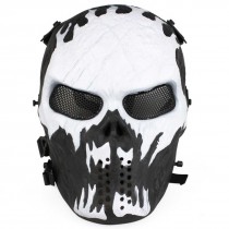Big Foot Tactical Skull Airsoft Mask with Mesh Eyes (Black/White)