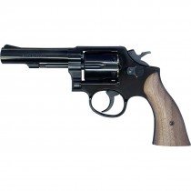 Marushin S&W M10 4" with Deep Black Finish &  Wood Grip X Cartridge Type Gas Revolver