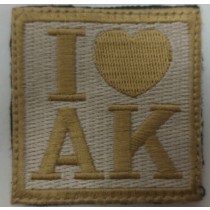 I Love AK47 Velcro Patch (Tan)