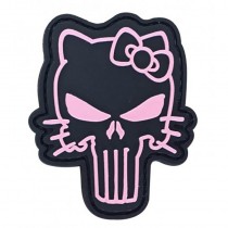 PUNISHER SKULL KITTY (Black Pink) Tactical Rubber Velcro Patches