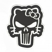 PUNISHER SKULL KITTY (Black White) Tactical Rubber Velcro Patches