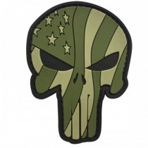 USA PUNISHER SKULL (Green) Tactical Rubber Velcro Patches