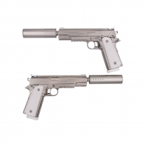Vorsk VX-14 (1911/HiCapa) Requiem Edition Stainless GBB Airsoft Pistols - Double Pack