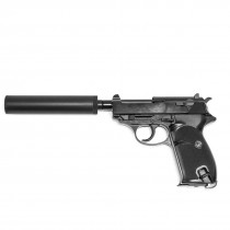 WE P38 Short w/ Suppressor GBB Pistol (Black)