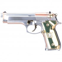 WE M92F Calico Jack Airsoft Gas Blowback Pistol - Silver